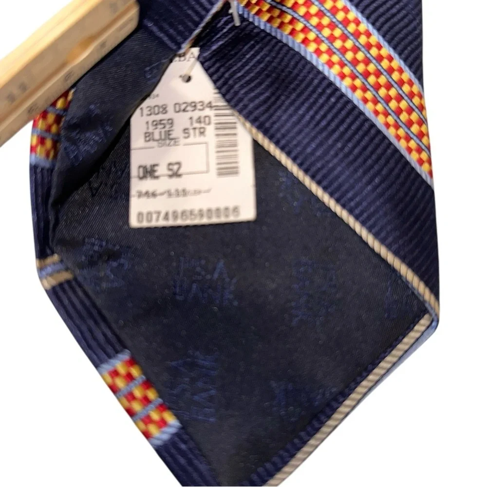 Jos. A. Bank Mens Tie 100% Silk Made in Italy Blue Striped Necktie 60x3.5” NWT